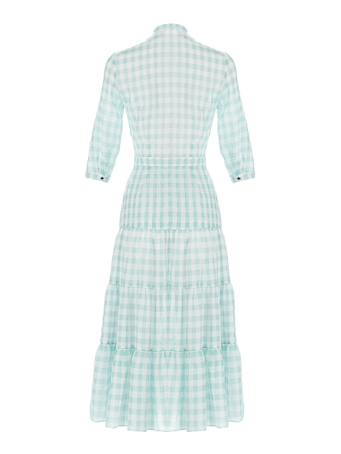 Turquoise Checked Chiffon Midi Dress, 2