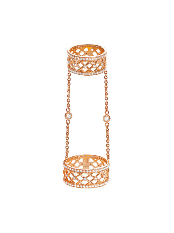 Rose Gold & Diamond Double Ring, 1
