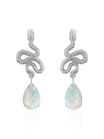 White Gold, Opal & Diamonds Earrings, 1