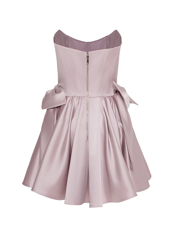 Pink Satin Mini Dress With Bows, 2