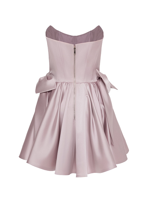 Pink Satin Mini Dress With Bows, 2 Pink Satin Mini Dress With Bows, 2