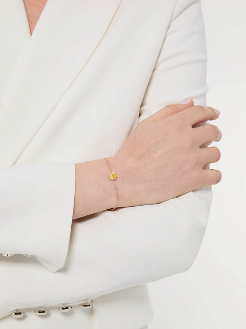 Bracelet made of yellow gold with a rose of yellow carved mother-of-pearl, 2
