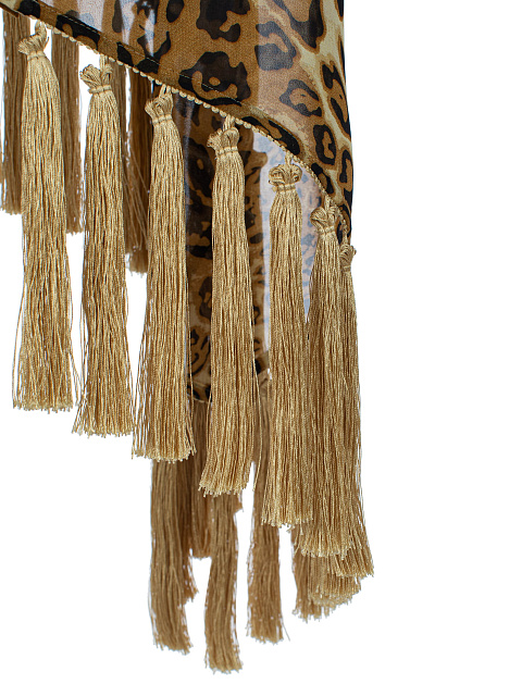 Asymmetric Leopard Fringed Mini Dress, 5