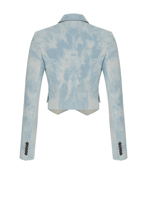 Light Blue Double-Breasted Cropped Denim Blazer, 2 Light Blue Double-Breasted Cropped Denim Blazer, 2