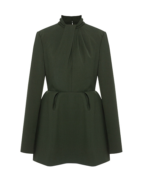 Green Draped Wool Mini Dress, 1