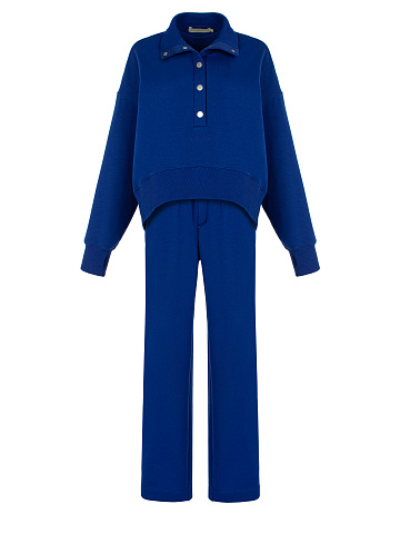 Blue "Yana" Embroidered Jersey Suit, 1