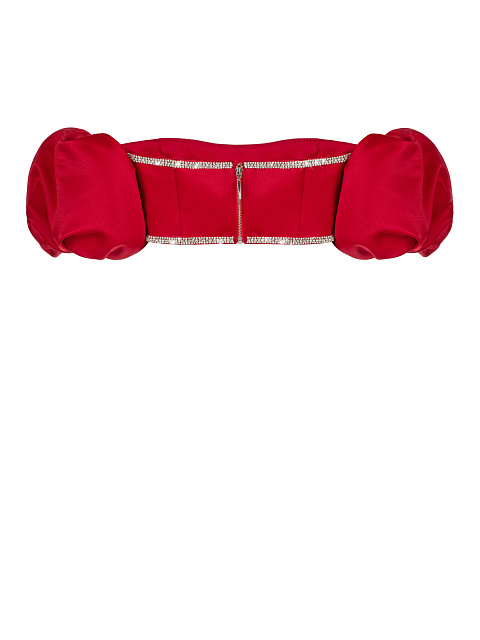 Red Rhinestones Trimmed Satin Top, 2 Red Rhinestones Trimmed Satin Top, 2