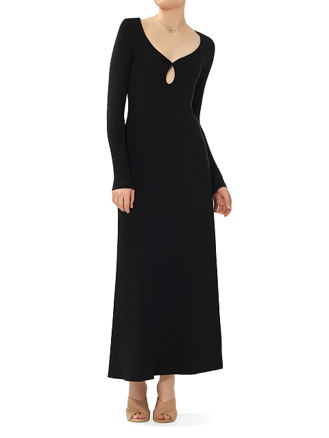 Black Rayon Jersey Maxi Dress, 5