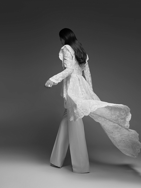 White Lace Tailcoat & Pants Suit, 11