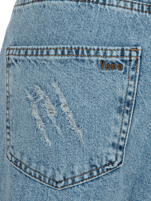 Blue Fringed Cotton Jeans, 6