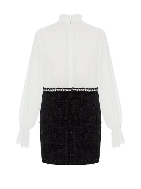 Black and white chiffon and tweed mini dress, 2