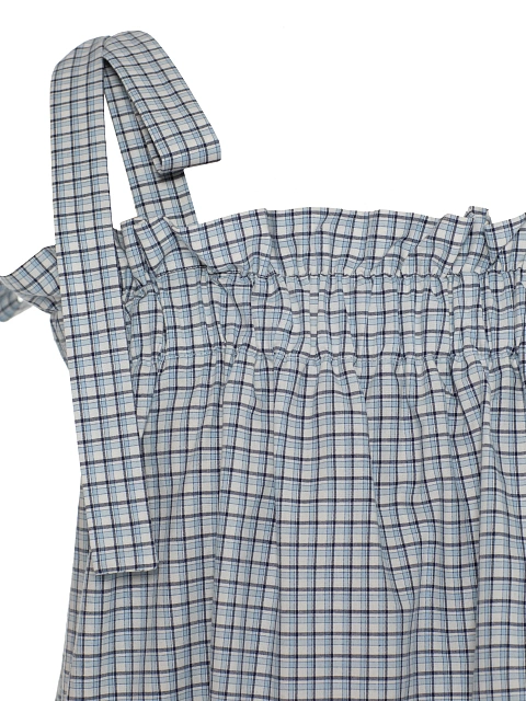 Blue & White Checkered Top With Tie Straps, 3