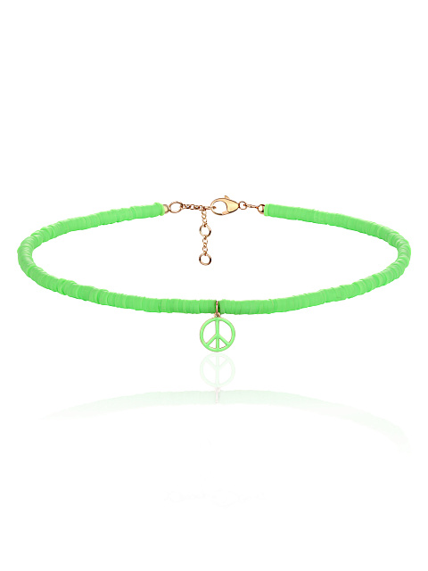 Rose Gold, Neon Green Rubber & Enamel Choker, 1