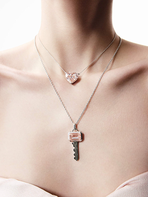Heart Morganite, Diamond & White Gold Necklace, 3