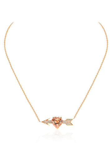 Rose Gold, Heart-cut Morganite & Diamonds Necklace, 2
