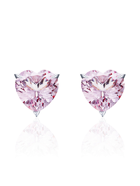 Heart Morganite, Round Diamond & White Gold Earrings, 2