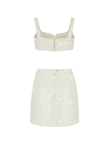 White Tweed & Rhinestone Top & Mini Skirt, 2