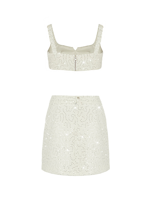 White Tweed & Rhinestone Top & Mini Skirt, 2