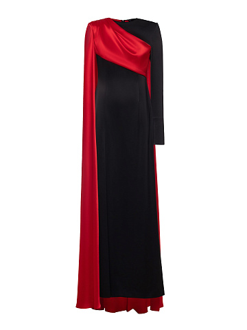 Black & Red Silk Maxi Dress, 1
