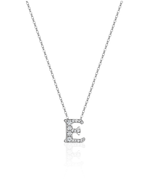 White gold necklace with a pendant in the shape of the letter E, 1