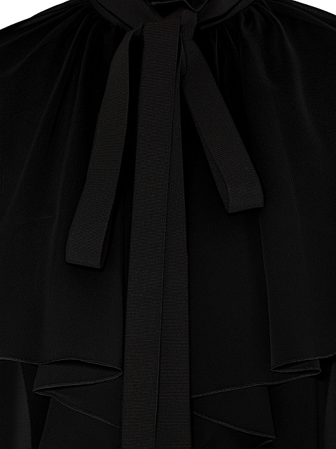 Black chiffon blouse with ruffles and ribbon, 6