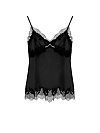 Топ из черного шелка, отделка чашек и низа черным кружевом Топ из черного шелка, отделка чашек и низа черным кружевом
