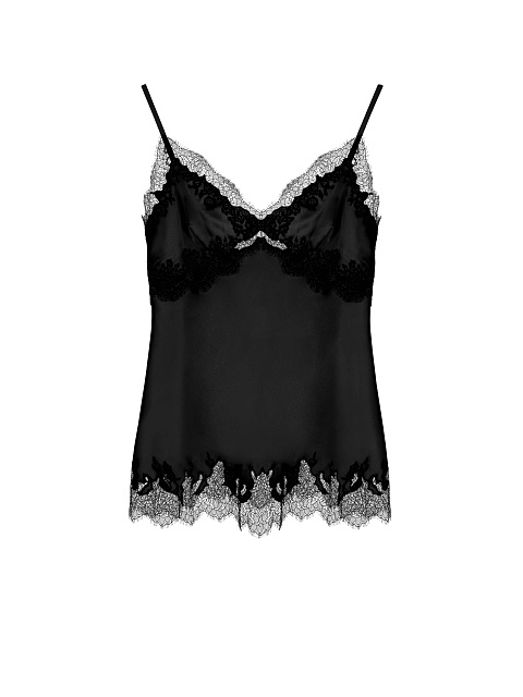 Black silk lace‑trim top, 1 Black silk lace‑trim top, 1