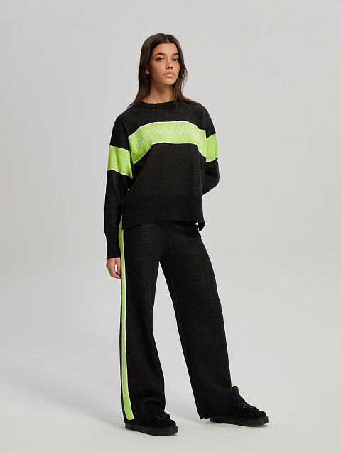 Black & Neon Green Bad Girls Club Sweater, 5