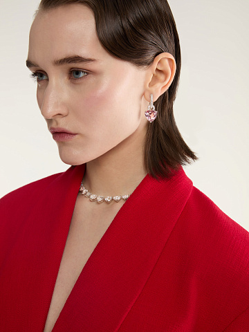 White gold earrings with heart‑cut morganite, 2