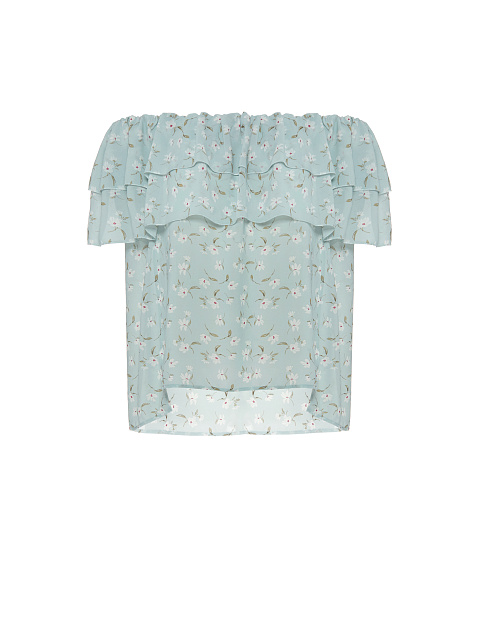 Blue Chiffon Off Shoulder Top, 1