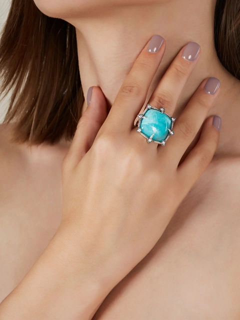 Amazonite & Cubic Zirkonia Ring, 3