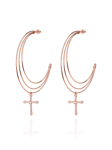 Silver & Cubic Zirkonia Hoop Earrings, 1