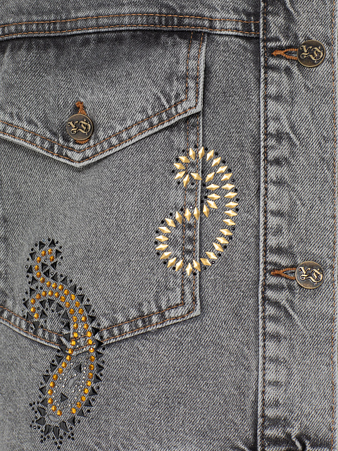 Light gray denim jacket with crystals, 3 Light gray denim jacket with crystals, 3
