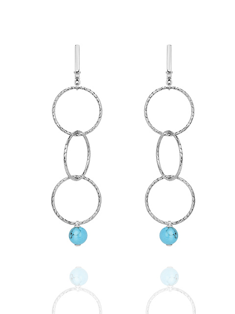 Silver & Turquoise Bead Earrings, 1