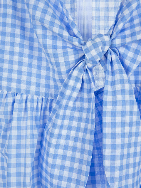 Blue Checked Cotton Top & Mini Skirt, 5