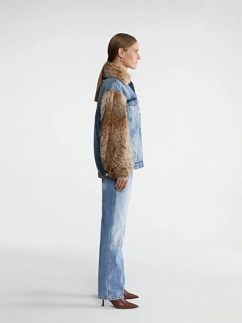 Bobcat Fur Blue Denim Jacket, 7 Bobcat Fur Blue Denim Jacket, 7