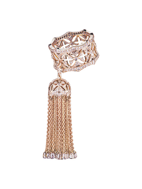 Rose gold hand ring with brown diamonds, 1