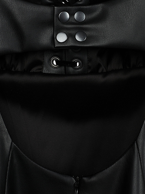 Black Faux Leather Mini Dress, 3