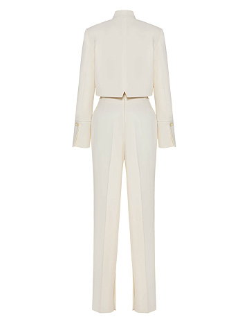 Milk Wool Two-piece Suit With A Cropped Jacket, 2