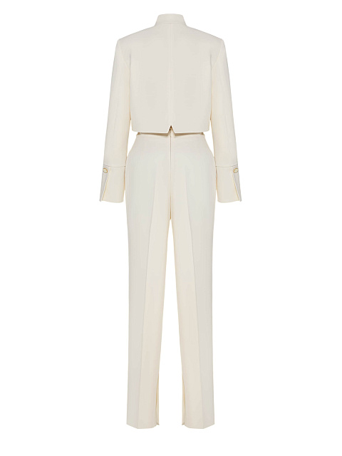 Milk Wool Two-piece Suit With A Cropped Jacket, 2 Milk Wool Two-piece Suit With A Cropped Jacket, 2