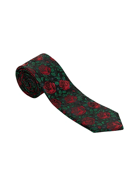 Black Rose Print Tie, 2