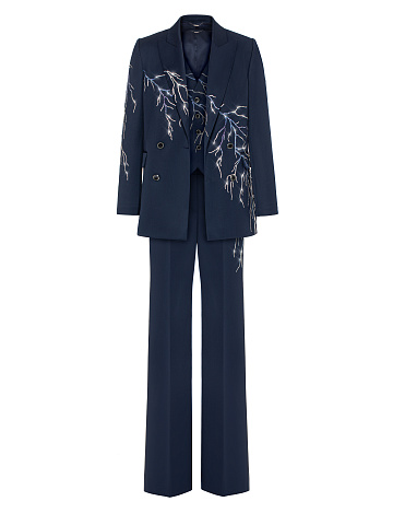 Blue Rhinestones Wool Pant Suit, 1