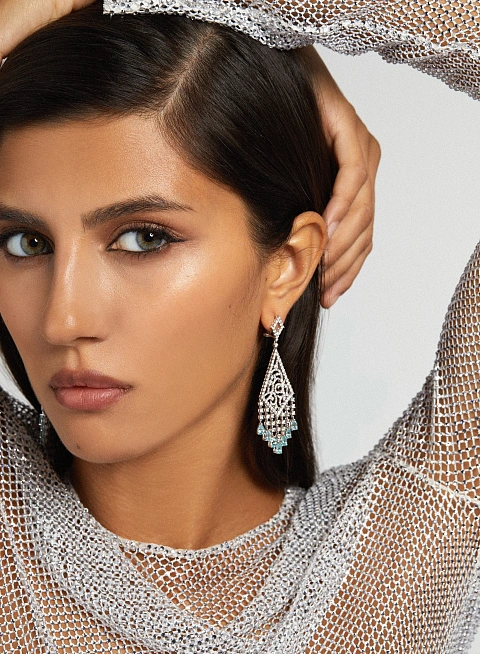 White Gold, Diamonds & Paraiba Tourmalines Chandelier Earrings, 3 White Gold, Diamonds & Paraiba Tourmalines Chandelier Earrings, 3