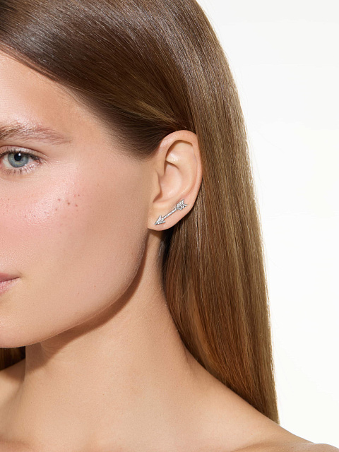 Asymmetrical stud earrings with pink enamel and LG diamonds, 4 Asymmetrical stud earrings with pink enamel and LG diamonds, 4