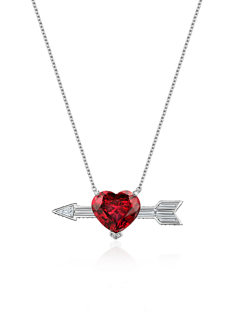 White gold necklace with heart-cut spinel, 1