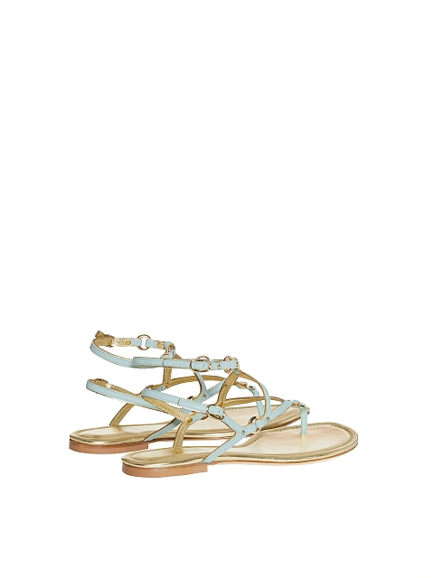 Gold-blue leather sandals, 3