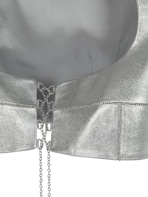 Silver Leather Cropped Blazer, 3