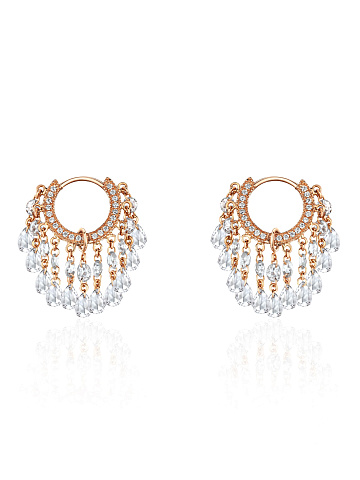 Diamond & Rose Gold Hoop Earrings, 1