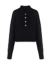 Свитер черного цвета, укорочкенный, высокое горло и резинки на рукавах и на поясе