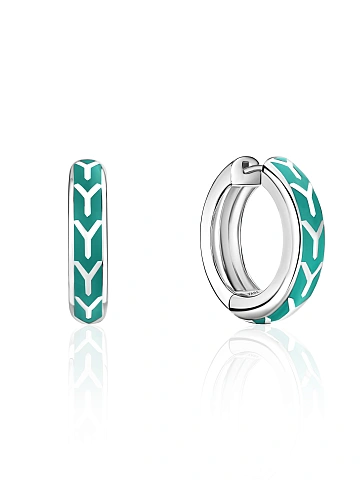 Small white gold hoops with turquoise enamel, 1